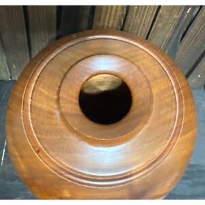 Wooden Vase, Hand- Turned. Used 7" Tall X 5.5" Across. Opening Is 1" Wide Signed